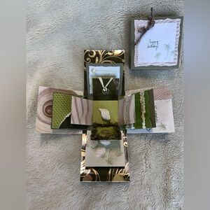 Handcrafted Green and Gold Explosion elegant seashore  Box birthday card